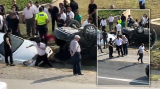 Bakıda ağır qəza -  Maşınlar yoldan çıxdı - FOTO - VİDEO 