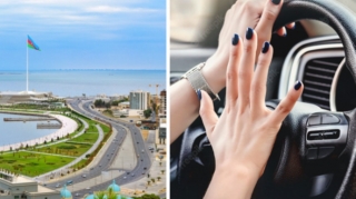 Xanım sürücü Bayraq meydanında avtoşluq etdi -  Cəzalandırıldı 