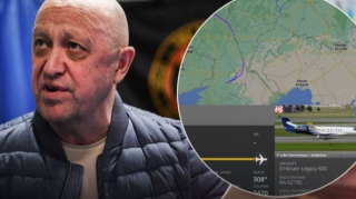 Priqojinin təyyarəsi Belarusda hərbi aerodroma enib  - FOTO