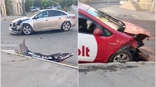 Əmircanda qırmızıda keçən  “Cruze” sürücüsü “Prius”u vurdu   - VİDEO