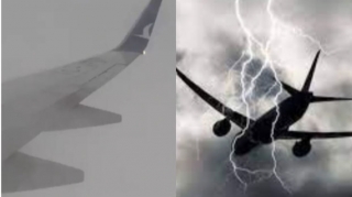 Antalyada təyyarənin qanadına ildırım düşdü: Sərnişinlər lentə aldı  - VİDEO