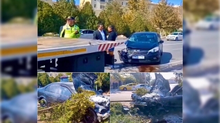 Naxçıvanda “KIA”la toqquşan “BMW” ağaclara çırpıldı    - VİDEO