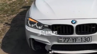 Sədərəyə gedən yolda sürücülərə TƏHLÜKƏ - "BMW"yə ziyan dəydi - VİDEO 