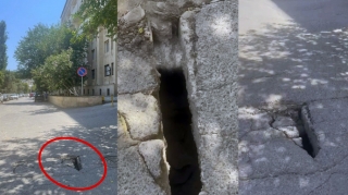 Bakıda küçənin ortasında ölüm quyusu - VİDEO 