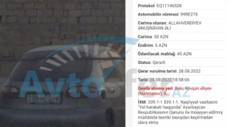 “Ştrafnoyda” olan maşına cərimə gəldi – SÜRÜCÜ ŞOKA DÜŞDÜ  - FOTO