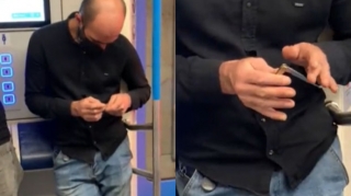 Əlində bıçaq olan şəxs Bakı metrosunda - VİDEO 