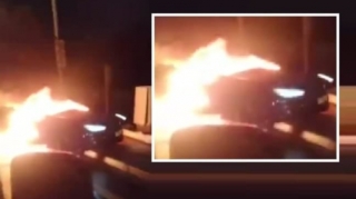Keçmiş deputatın oğlunun avtomobili yandı - VİDEO 