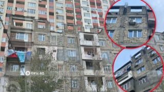 Bakıda TƏHLÜKƏ:  Yaşayış binasına mərtəbələr artırılır  - FOTO