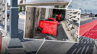 Bakının mərkəzi küçəsində piyadalar avtobus zolağında getməyə məcbur olur - VİDEO 