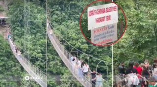 Azərbaycanda asma körpüdə qəsdən təhlükəli vəziyyət yaradılır - VİDEO 