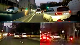 В Баку водитель за минуту трижды нарушил правила и  создал аварийную ситуацию - 77-RN-664 - ВИДЕО 