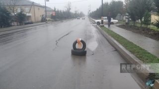 В Джалилабадском районе просел участок дороги  - ФОТО