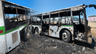 Naxçıvanda iki avtobus yanıb kül oldu - FOTO 