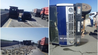 В Уджарском районе грузовик столкнулся с микроавтобусом и легковым автомобилем:  есть пострадавшие - ФОТО 