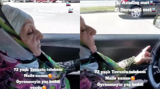 Paytaxtın mərkəzi yollarında 72 yaşlı qadın sürücülük təlimi alır - VİDEO 