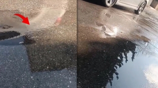 Bakıda boruda sızıntı - İçməli su yola axır - VİDEO