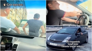 “Prius” sürücüsü dostlarını maşının kapotuna oturdub  təhlükə yaratdı  - VİDEO