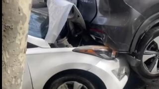 Bakıda zəncirvari qəza: 4 avtomobil bir-birinə girdi   - VİDEO