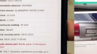 Baki  sakininə Bərdədən  cərimə: 1 protokolda 2 fərqli avtomobil.... – ŞİKAYƏT  - VİDEO