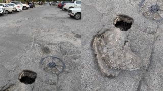 Paytaxtın mərkəzində asfalt örtüyü deformasiya olub  - FOTO