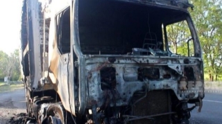 В Гахе сгорел принадлежащий гражданину Ирана грузовик  - ФОТО - ВИДЕО