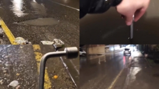 Yağışdan sonra qaranlıq yolda yaranan çuxur sürücülərə təhlükə yaradıb - ŞİKAYƏT - VİDEO   