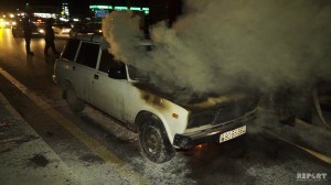 Göyçayda minik avtomobili yanıb - FOTO