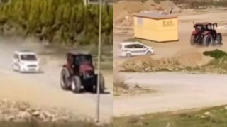 Maraqlı təqib:  Sürücü traktorla polisdən qaçdı - VİDEO 