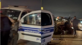 Zabratda “Chevrolet” polis maşını ilə toqquşdu - VİDEO 