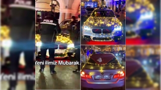 Şəhərin mərkəzində yeni il “yolka”sı kimi  bəzədilən “BMW” CƏRİMƏLƏNDİ   - VİDEO