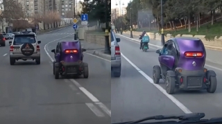 Bakının mərkəzində dövlət nömrə nişanı olmayan avtomobil peyda oldu - VİDEO