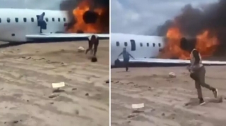 Nazirin təyyarəsi qəzaya düşərək yandı - VİDEO 