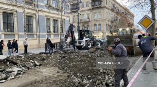 Bakının mərkəzi hissəsində yol təmirə görə bağlanıdı  - FOTO