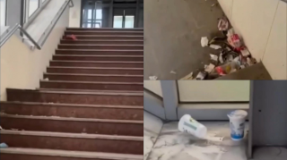 В Баку надземный переход завален мусором - Жители жалуются - ВИДЕО 