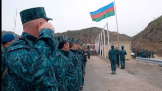 Laçın yolundakı sərhəd-buraxılış məntəqəsində Azərbaycan Bayrağının qaldırılma mərasimi   - VİDEO