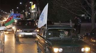 İlham Əliyevin qələbəsi münasibətilə regionlarda avtoyürüşlər keçirilib  - VİDEO