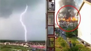 Rusiyada ildırım yaşayış binasını alovlara bürüdü - ANBAAN VİDEO 