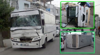 İşçiləri daşıyan avtobuslar toqquşdu;  12 nəfər xəsarət alıb - FOTOlar 