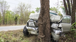 Lənkəranda avtomobil ağaca çarpılıb, sürücü yaralanıb