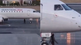 Reysə gecikən qadın təyyarənin dalınca qaçdı - VİDEO 