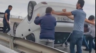 Bakı-Salyan şossesində "Saipa" aşdı   - VİDEO