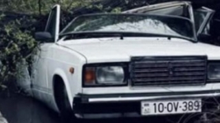 Bakıda ağac avtomobilin üstünə aşdı - FOTOLAR 