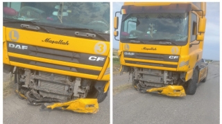 Bakı-Qazax yolunda yük maşını qəza törədib, yol təsərrüfatına ziyan dəyib - FOTO 