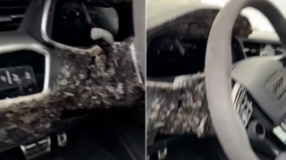 Soyuq havada avtomobildə qalan qazlı içki donaraq partladı; salon yararsız hala düşdü - VİDEO 