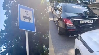 Taksi dayanacağını zəbt edən sürücü mübahisə də etdi   - VİDEO