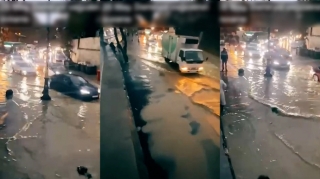 Qarlı havaya hazırlaşan Bakı yağışa TƏSLİM OLDU: Küçələri su basdı  - VİDEO