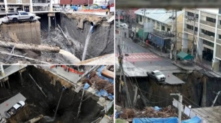 Metroya görə yol 50 metr dərinliyində çökdü - VİDEO 