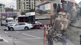 Bakıda dəhşətli qəza: "BMW" aşdı,  "Toyota Camry" yolun ortasında qaldı - FOTO - VİDEO 