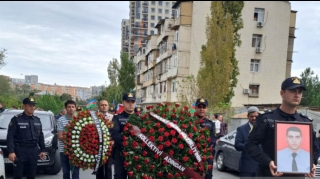 Füzulidə yol qəzasında həlak olan polislə vida mərasimi keçirilir - FOTO 