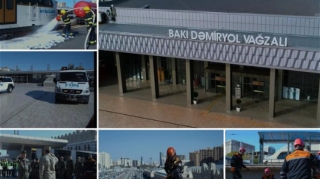 Bakı Dəmiryol Vağzalında FHN-lə birgə təlim keçirildi  - VİDEO - FOTO